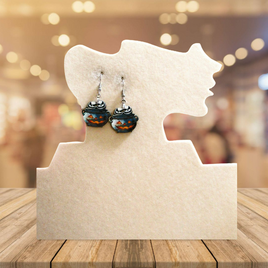 Cauldron Shaped Sublimated Earrings 1 inch