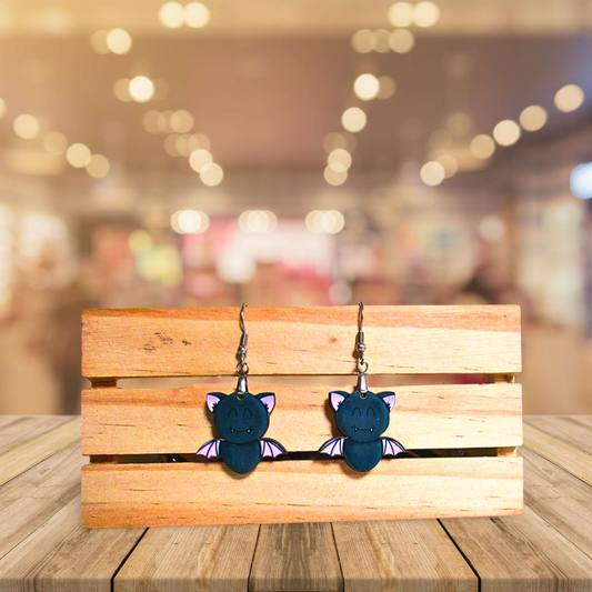 Flying Bat Shaped Sublimated Earrings 1 inch