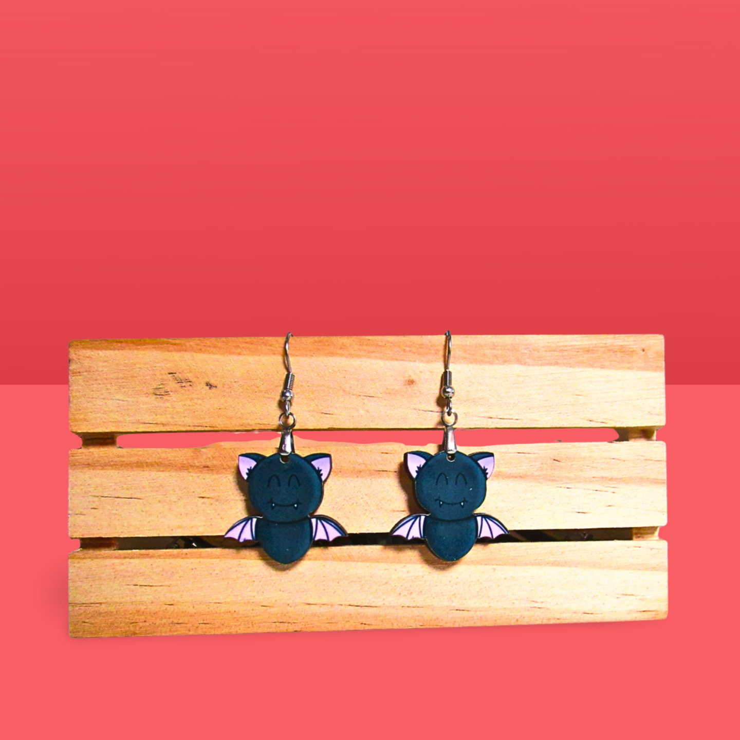 Flying Bat Shaped Sublimated Earrings 1 inch