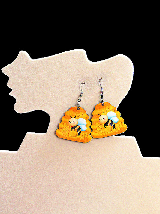 MDF-Beehive Shaped Sublimated Earrings 1.5 inch