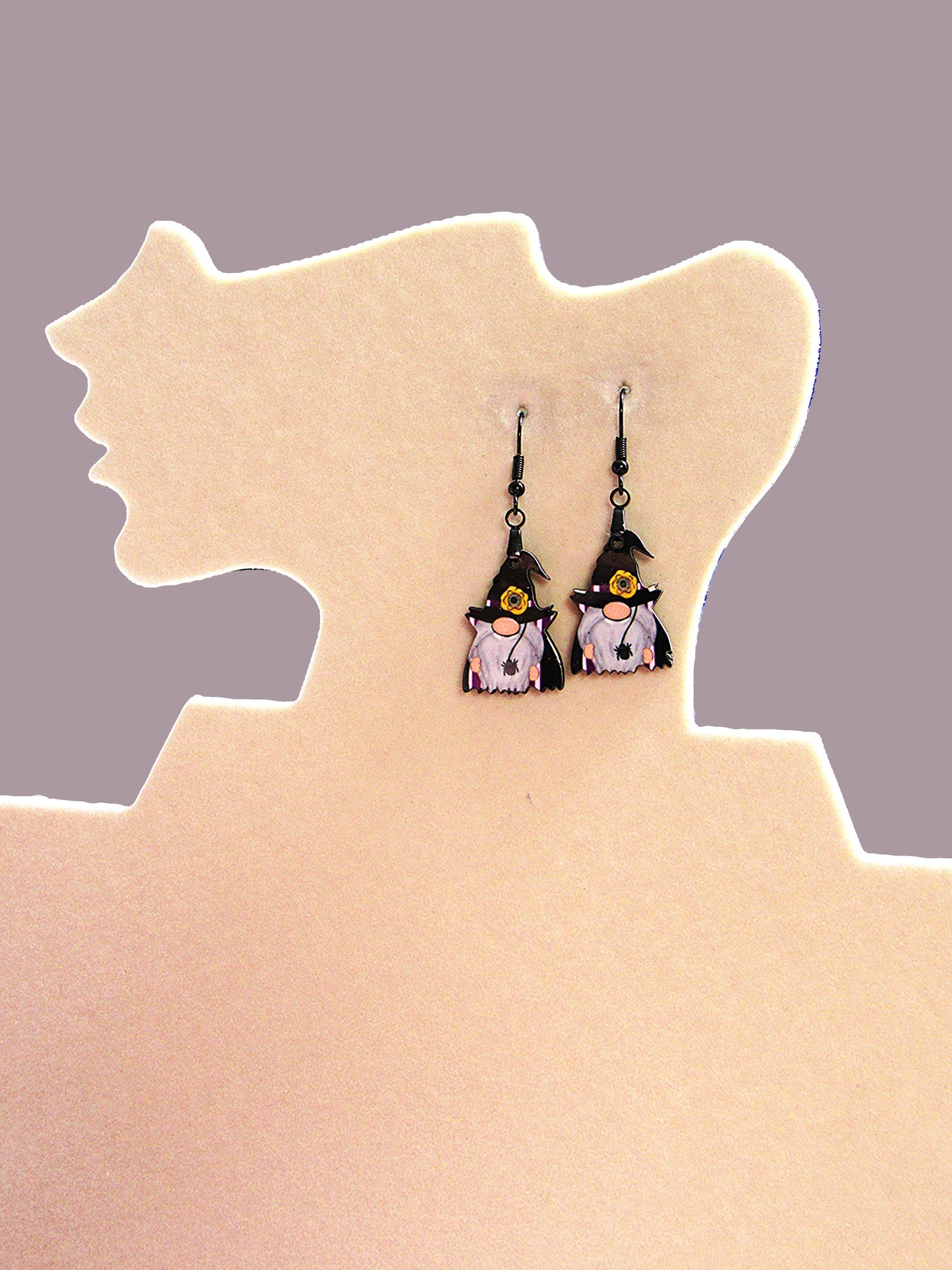 Vampire Gnome Shaped Sublimated Earrings 1 inch