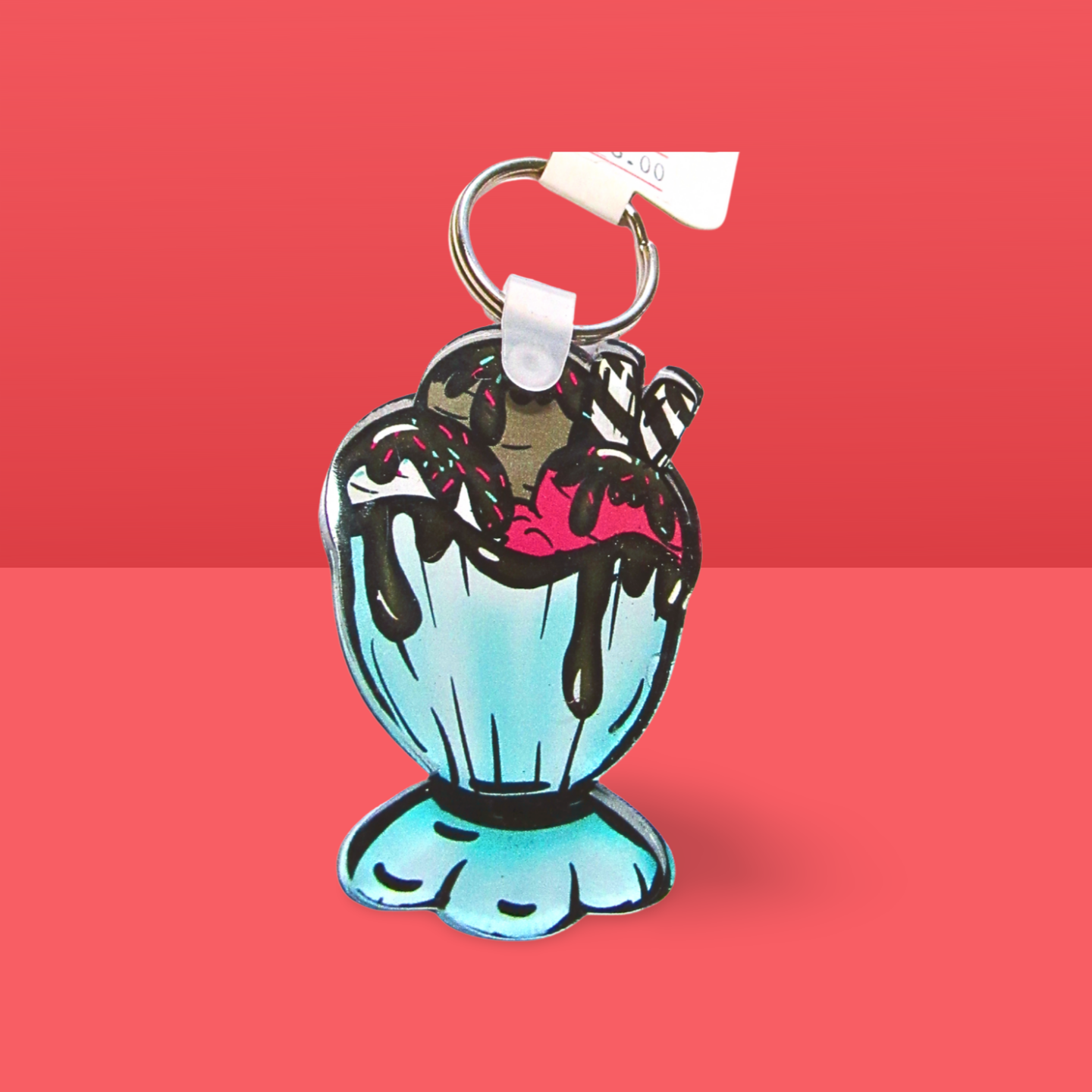 Acrylic Ice Cream Sundae Shaped Sublimated Keychain