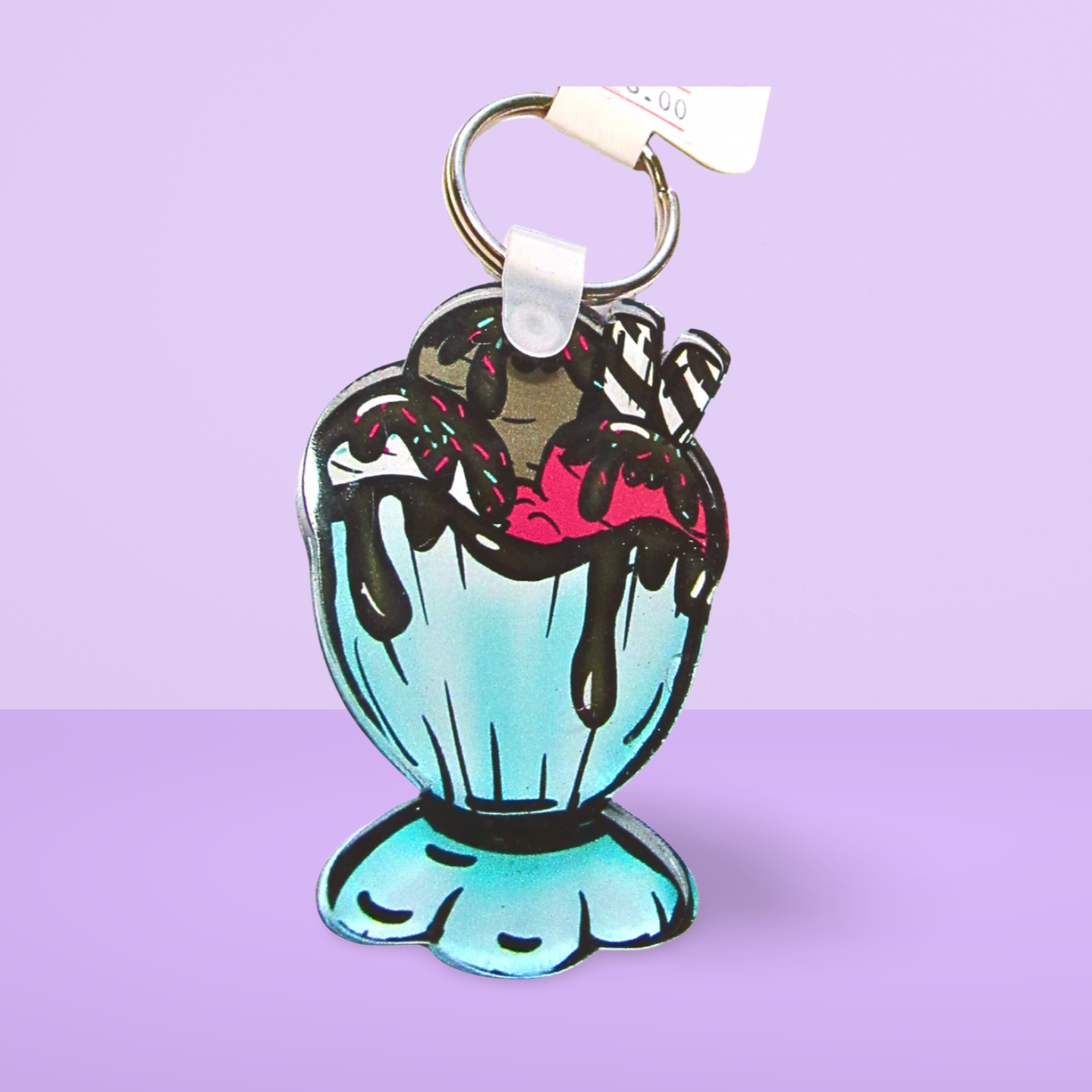 Acrylic Ice Cream Sundae Shaped Sublimated Keychain