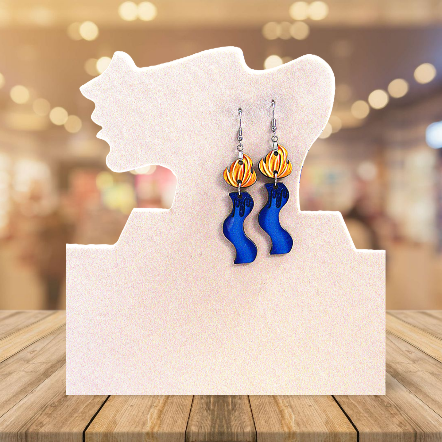 Wavy Candle Shaped Sublimated Earrings