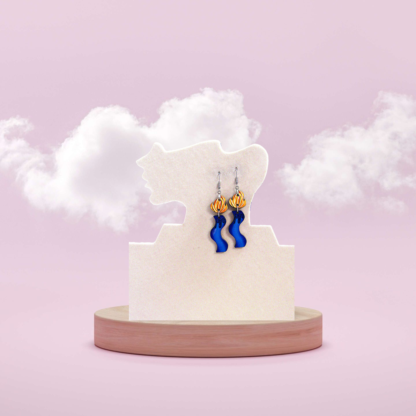 Wavy Candle Shaped Sublimated Earrings