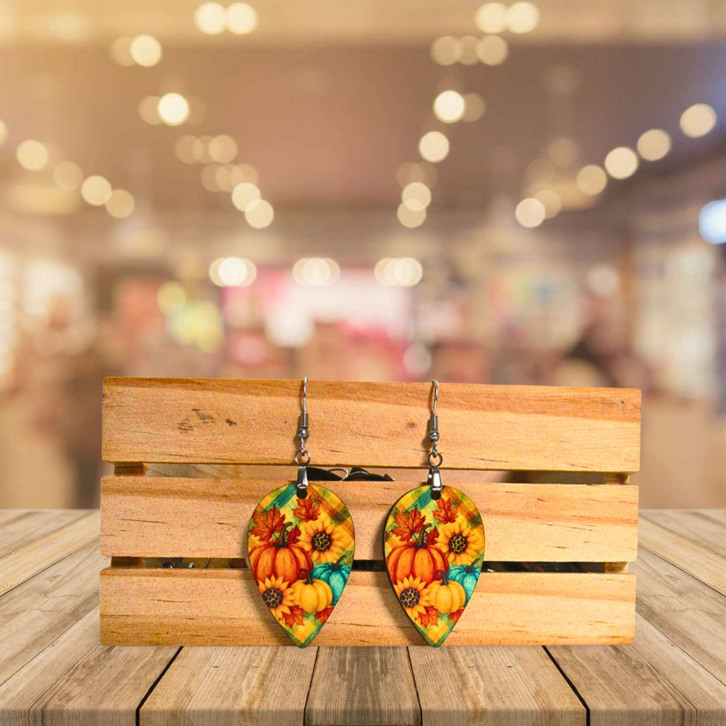 Reverse Teardrop Shaped Sublimated Earrings