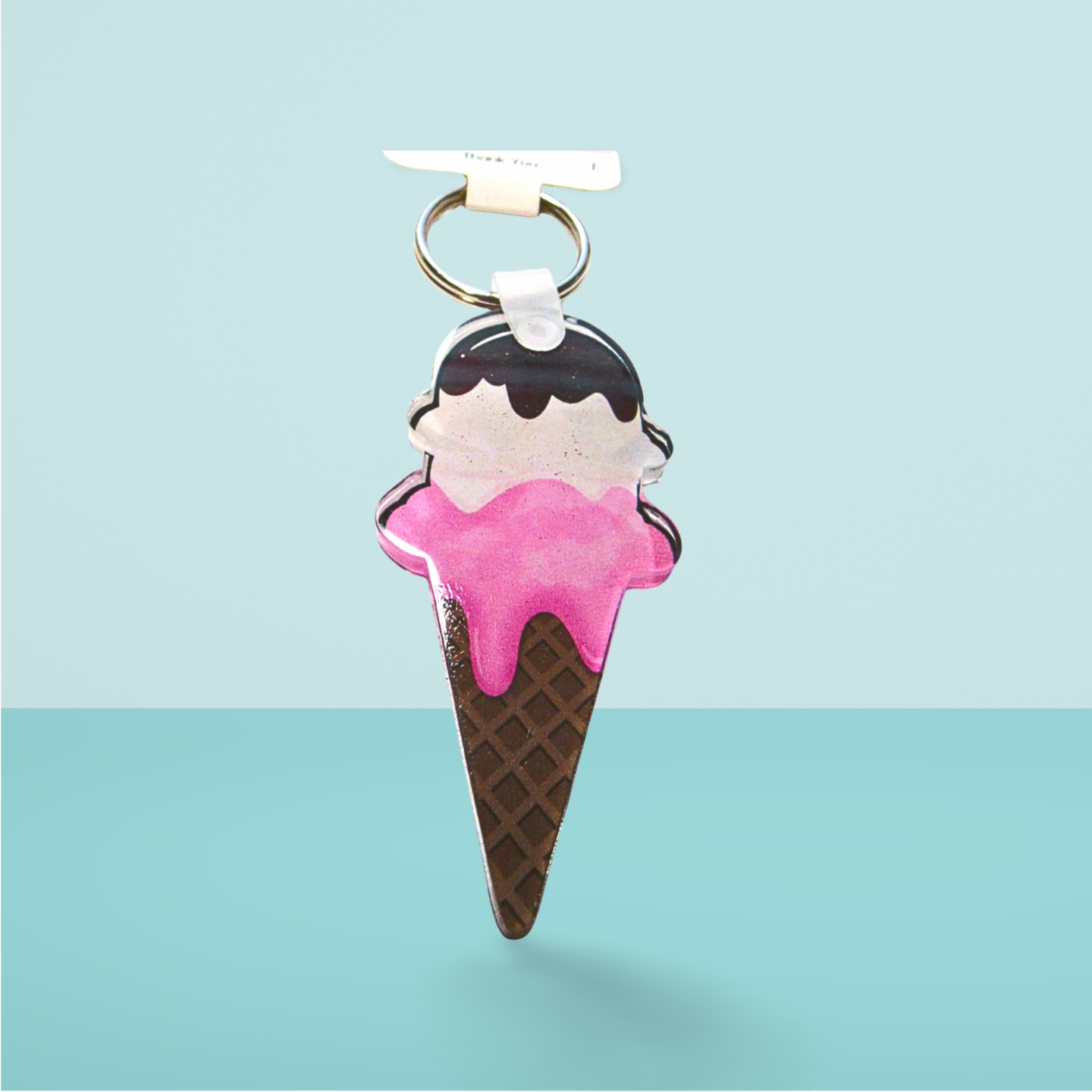 Acrylic Ice Cream Cone Shaped Sublimated Keychain