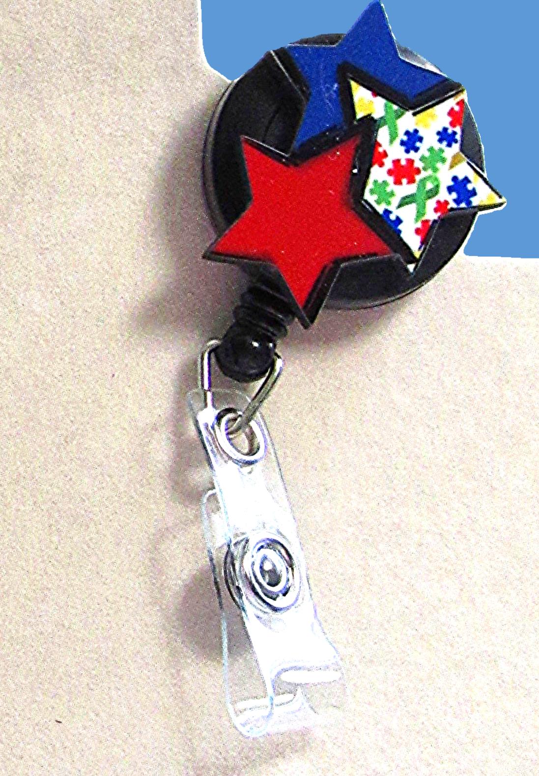 Triple Star Shaped Sublimated Badge Reel Holder