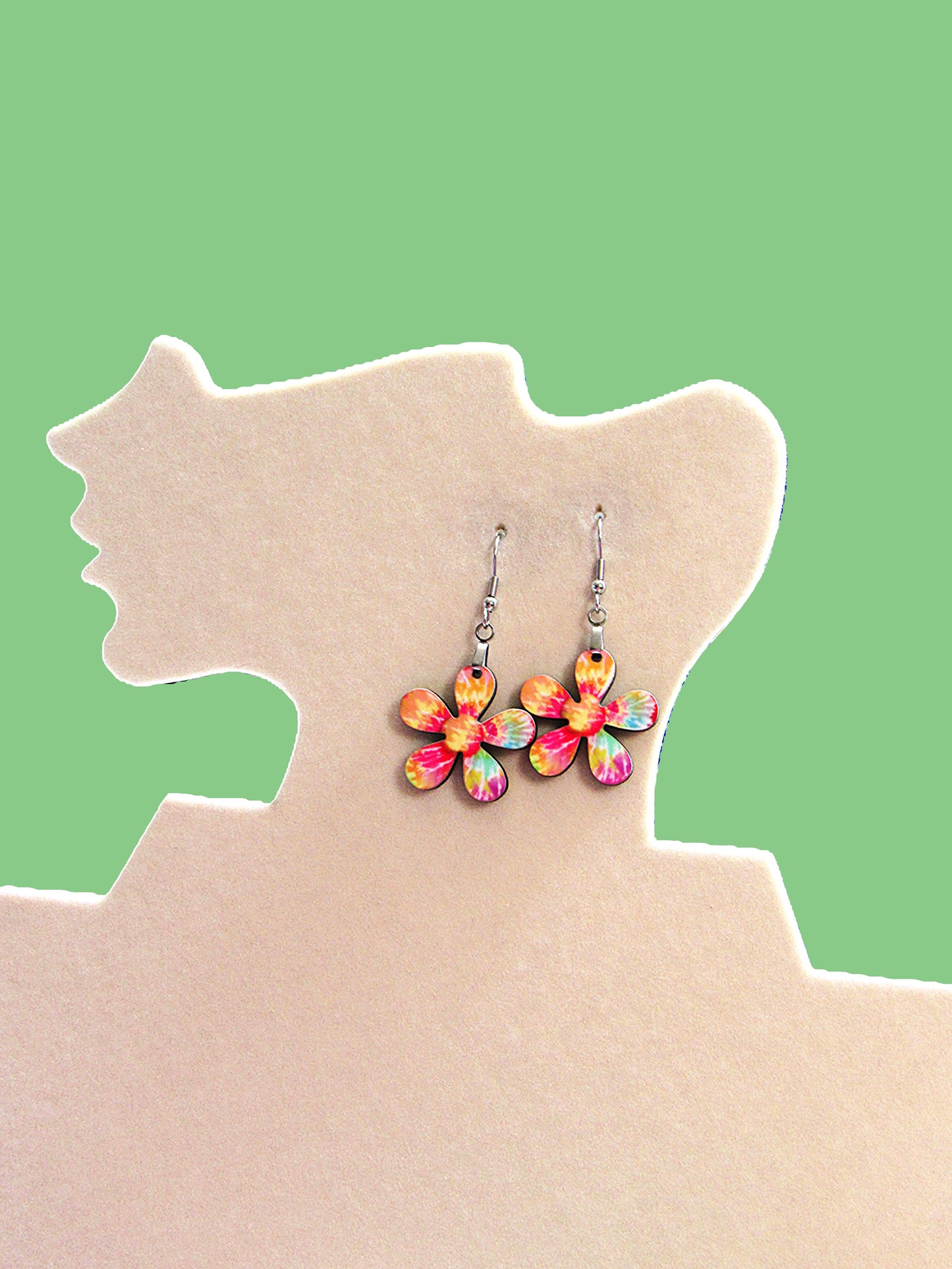 1 inch Hippie Flower Shaped Sublimated Earrings MDF