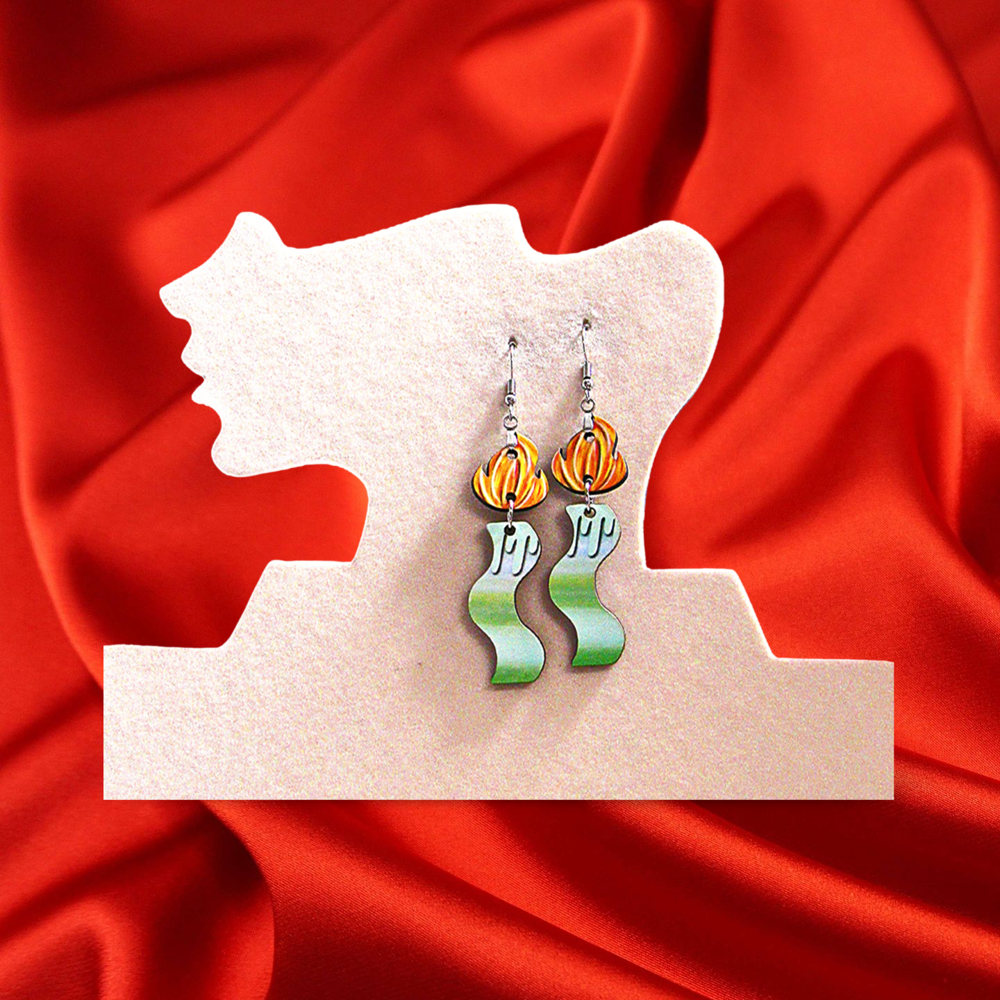 Wavy Candle Shaped Sublimated Earrings