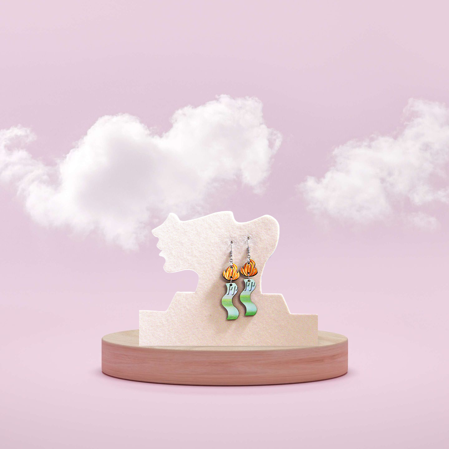 Wavy Candle Shaped Sublimated Earrings