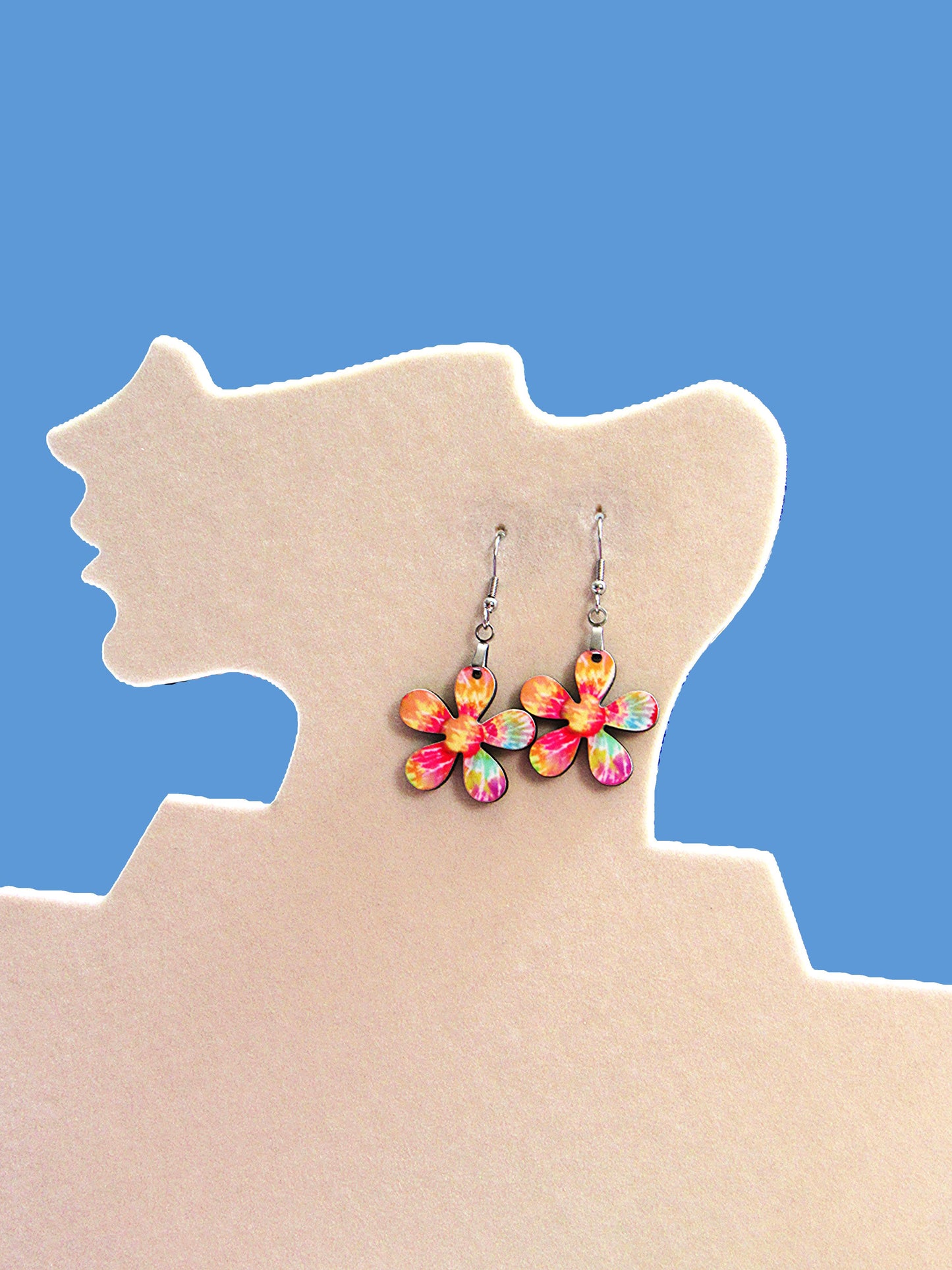 1 inch Hippie Flower Shaped Sublimated Earrings MDF