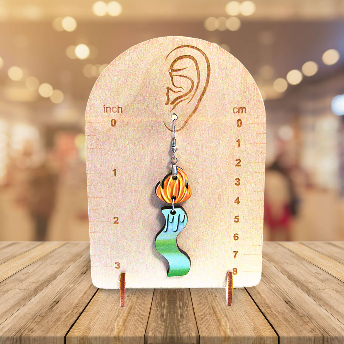 Wavy Candle Shaped Sublimated Earrings