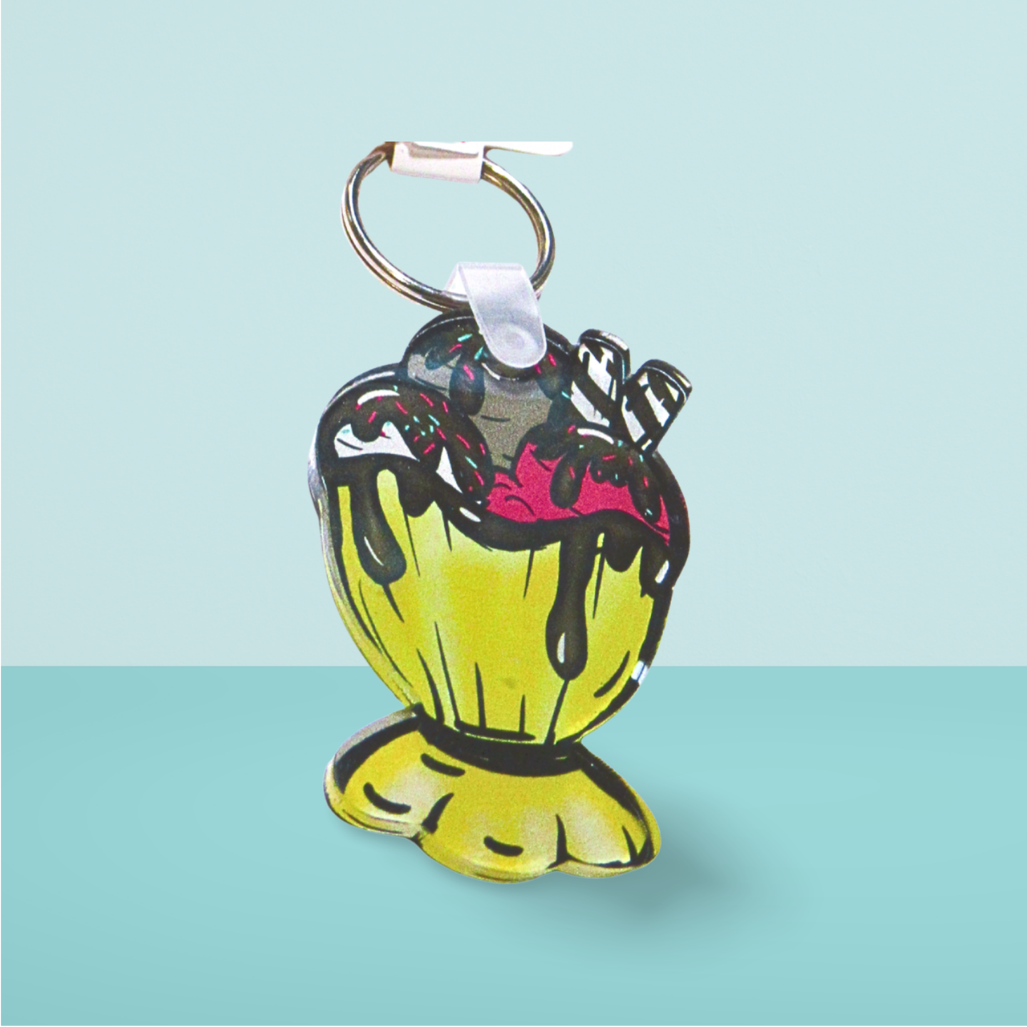 Acrylic Ice Cream Sundae Shaped Sublimated Keychain