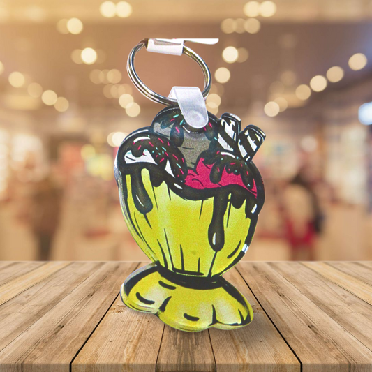 Acrylic Ice Cream Sundae Shaped Sublimated Keychain