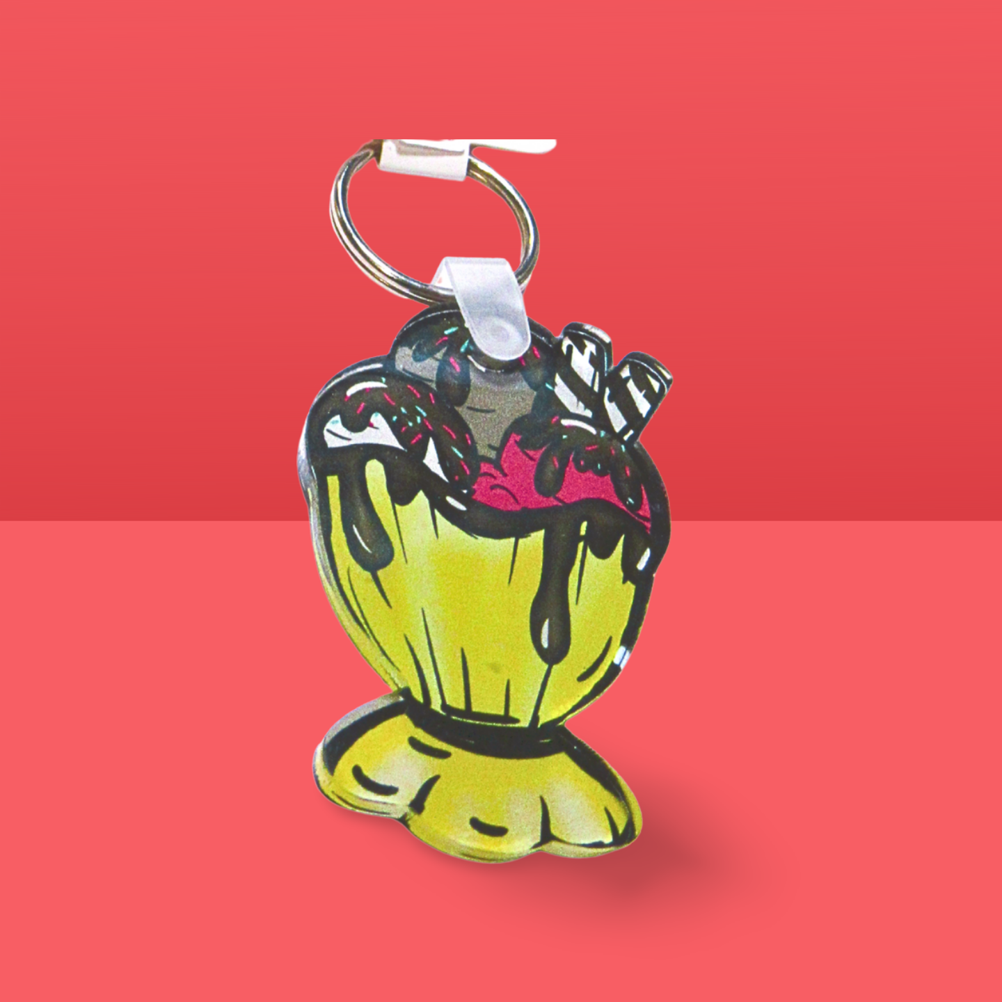 Acrylic Ice Cream Sundae Shaped Sublimated Keychain