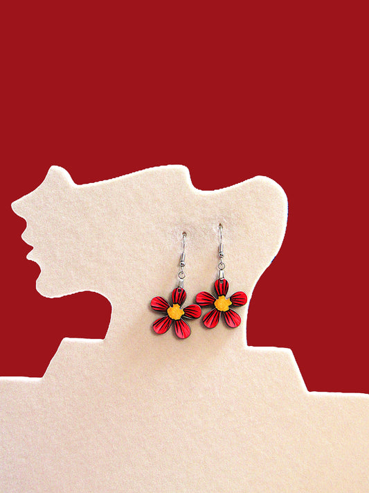 1 inch Hippie Flower Shaped Sublimated Earrings MDF