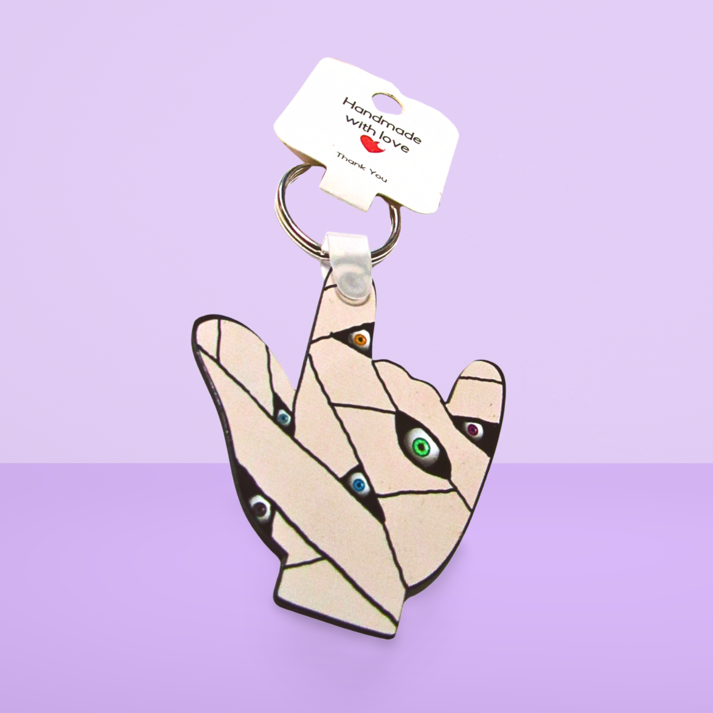 ASL sign for Love Shaped Sublimated Keychain