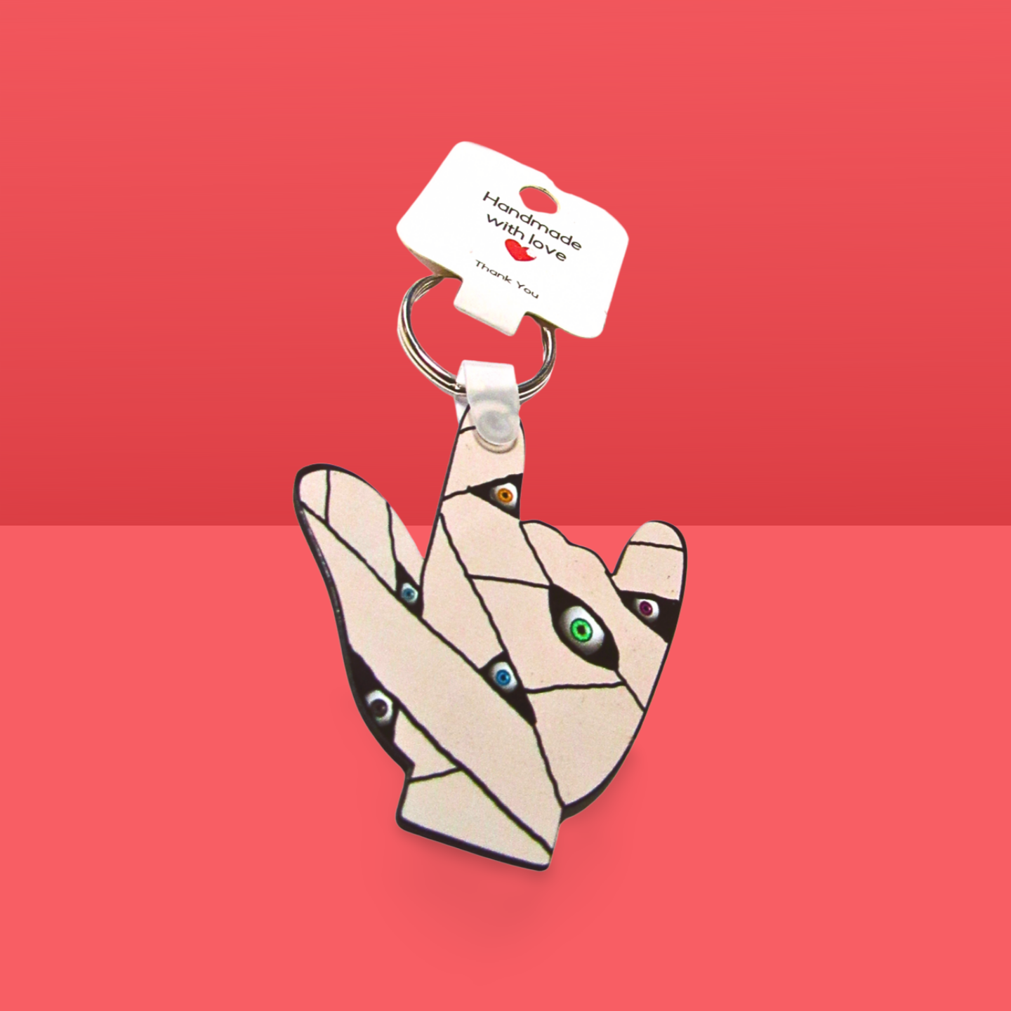ASL sign for Love Shaped Sublimated Keychain