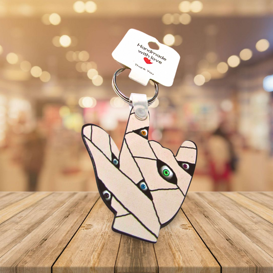 ASL sign for Love Shaped Sublimated Keychain