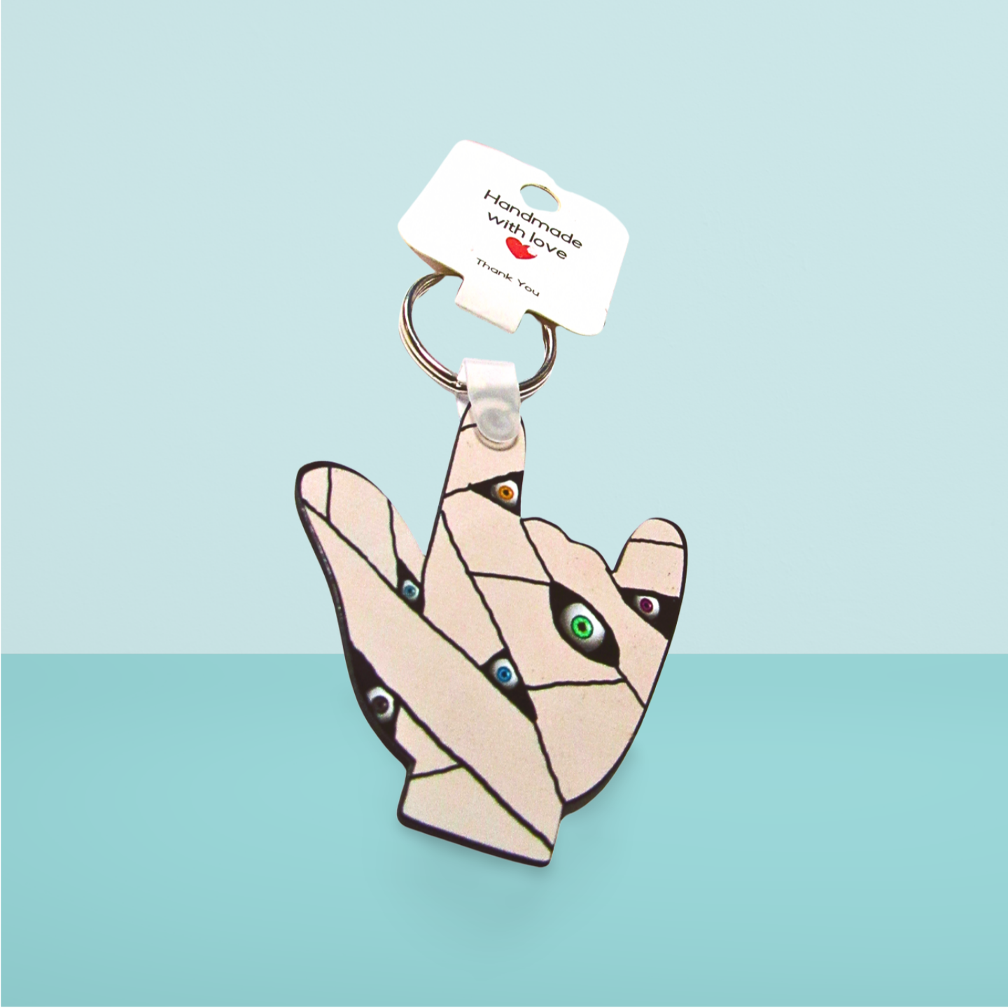 ASL sign for Love Shaped Sublimated Keychain