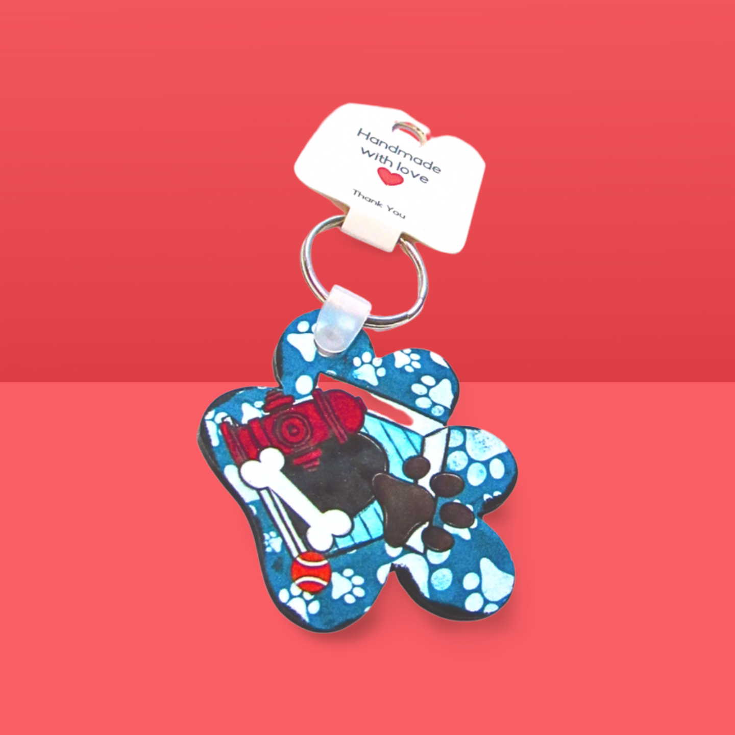 Paw Print Shaped Sublimated Keychain MDF