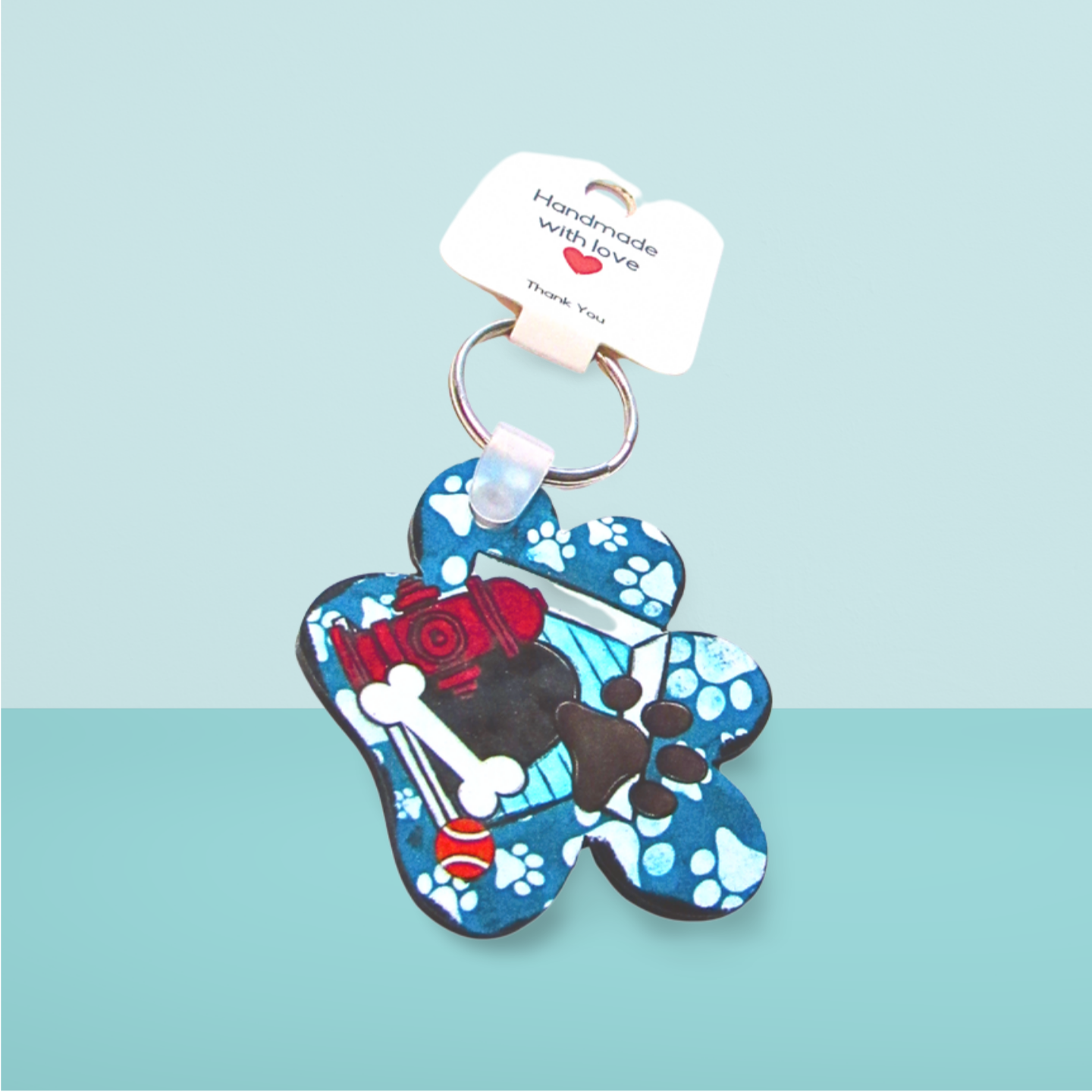 Paw Print Shaped Sublimated Keychain MDF