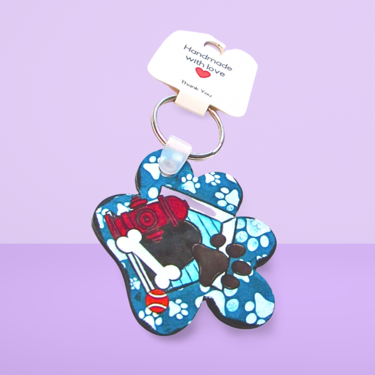 Paw Print Shaped Sublimated Keychain MDF