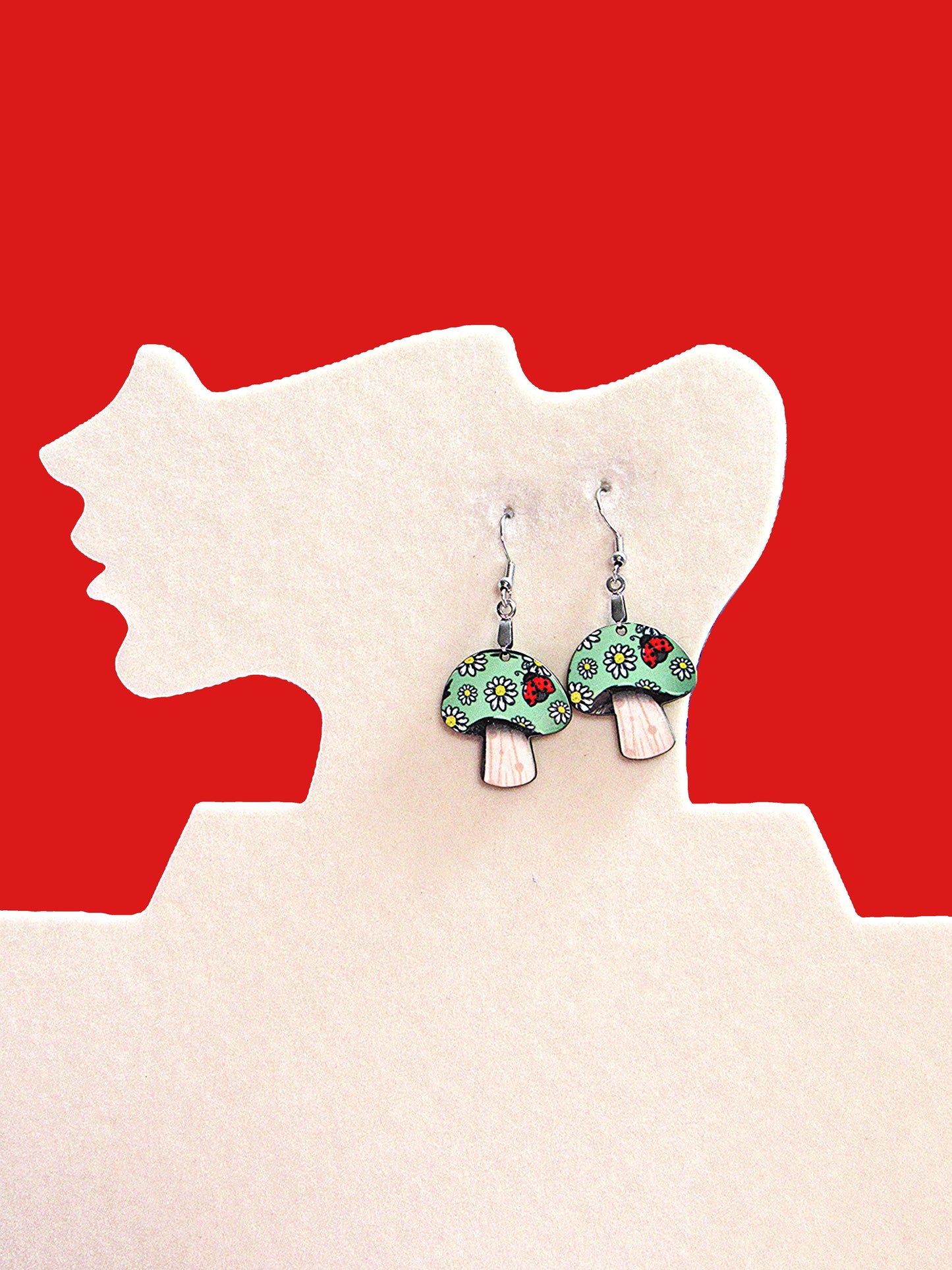 Mushroom Shaped Sublimated Earrings 1 inch