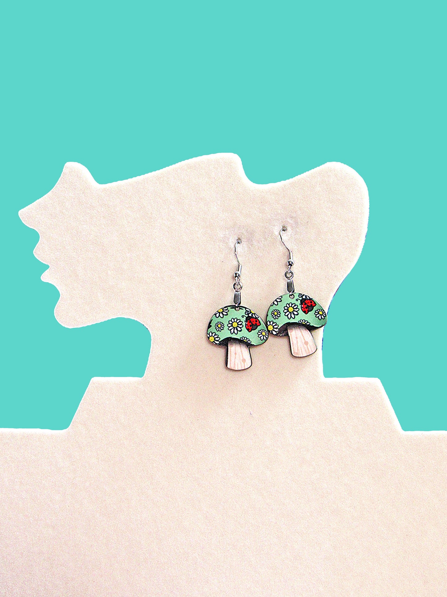 Mushroom Shaped Sublimated Earrings 1 inch