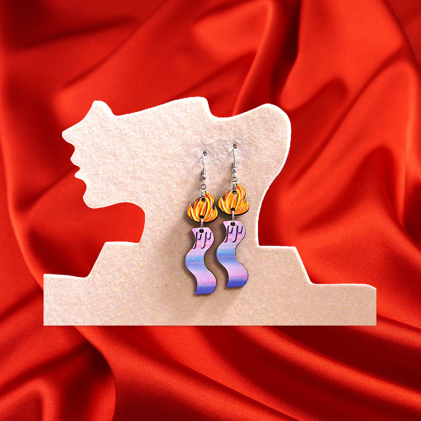 Wavy Candle Shaped Sublimated Earrings