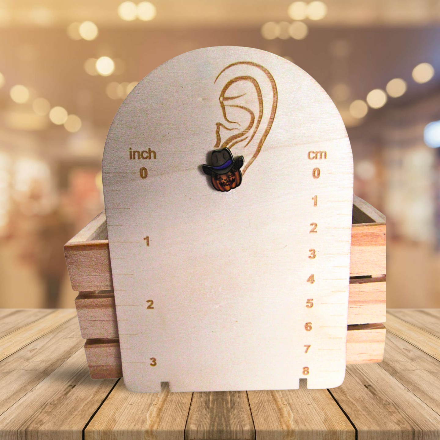 Cowboy Pumpkin Shaped Sublimated Stud Earrings