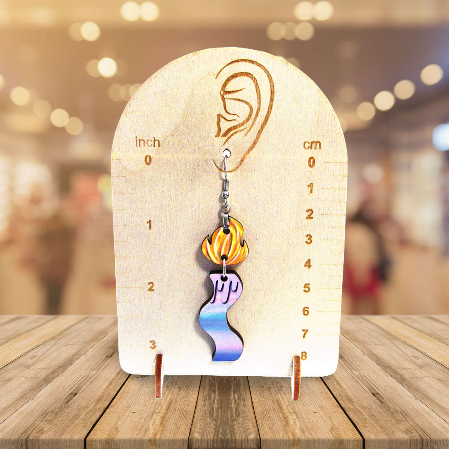 Wavy Candle Shaped Sublimated Earrings