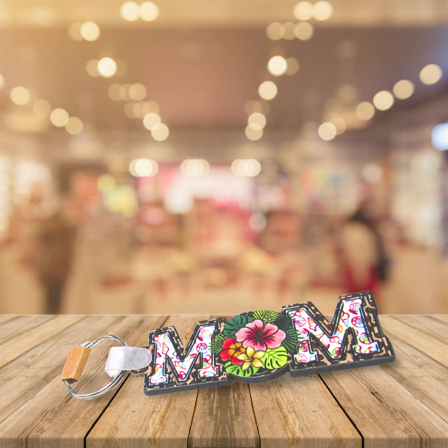 Horizontal Shaped MOM themed Sublimated Keychain MDF