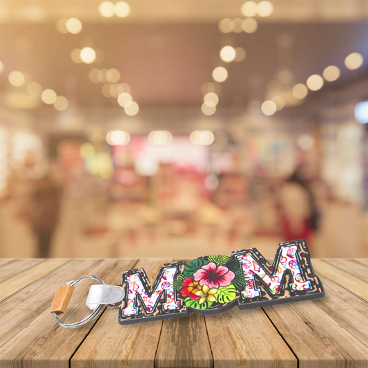 Horizontal Shaped MOM themed Sublimated Keychain MDF