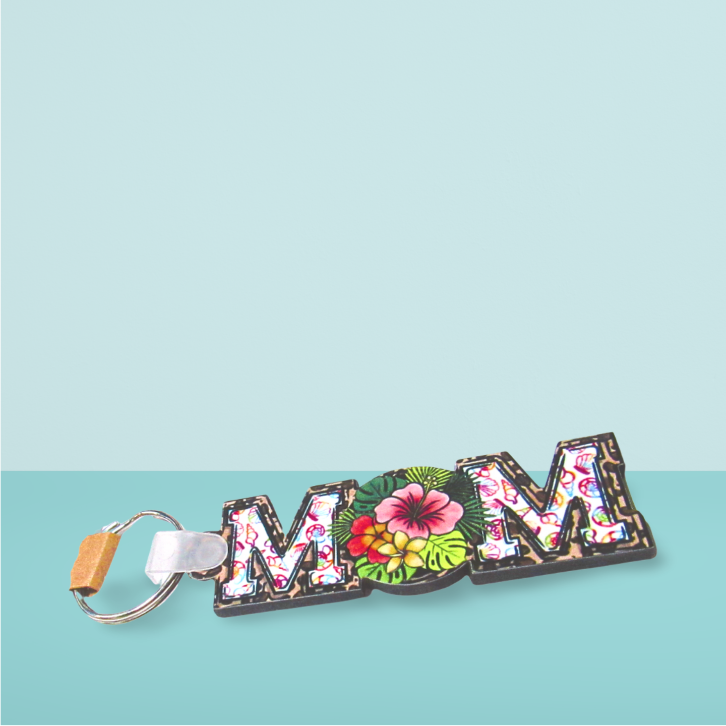 Horizontal Shaped MOM themed Sublimated Keychain MDF