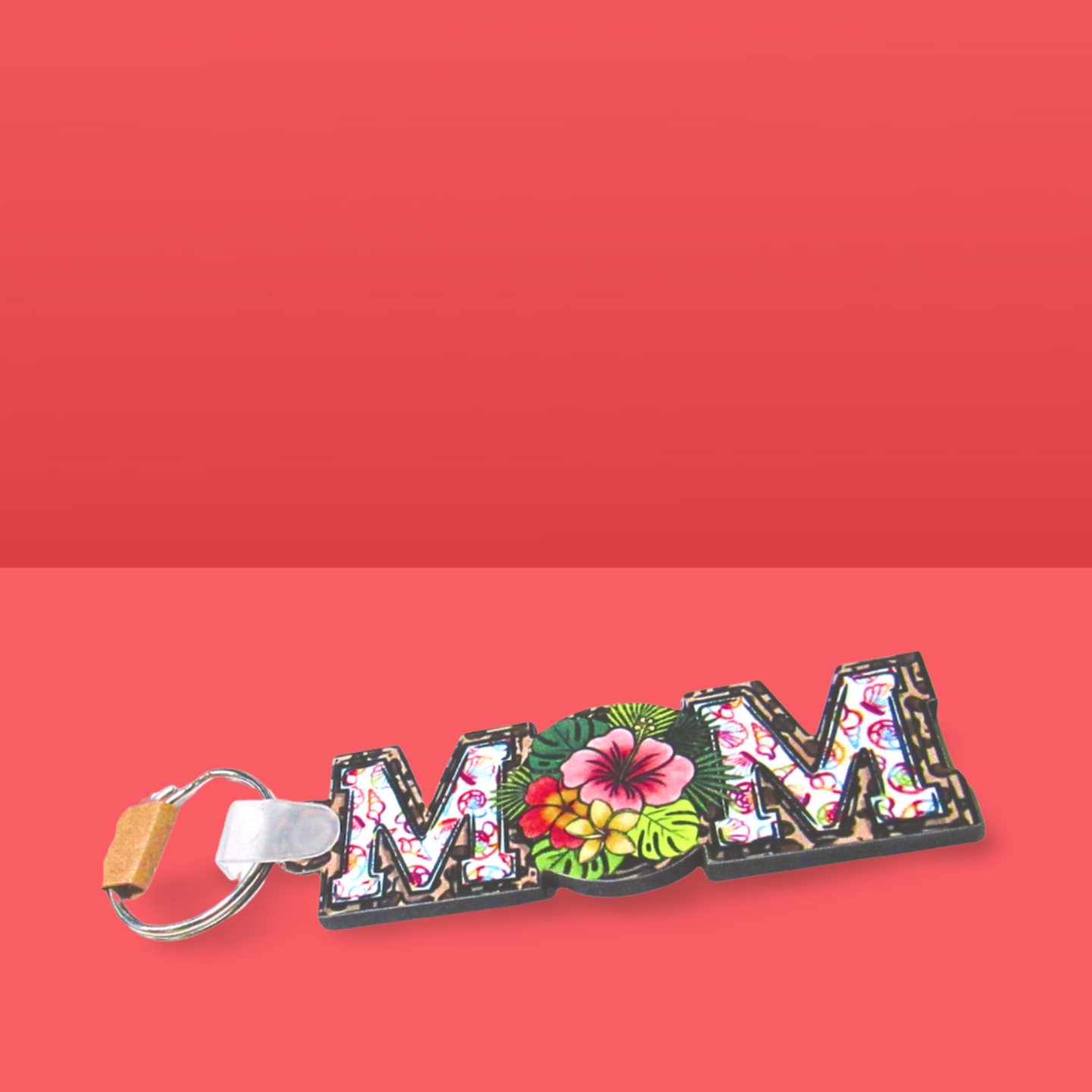 Horizontal Shaped MOM themed Sublimated Keychain MDF