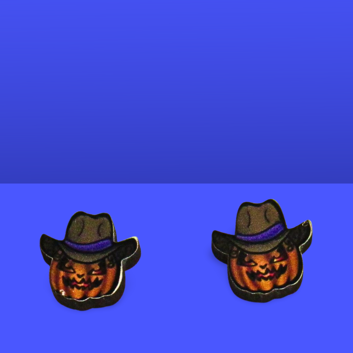 Cowboy Pumpkin Shaped Sublimated Stud Earrings