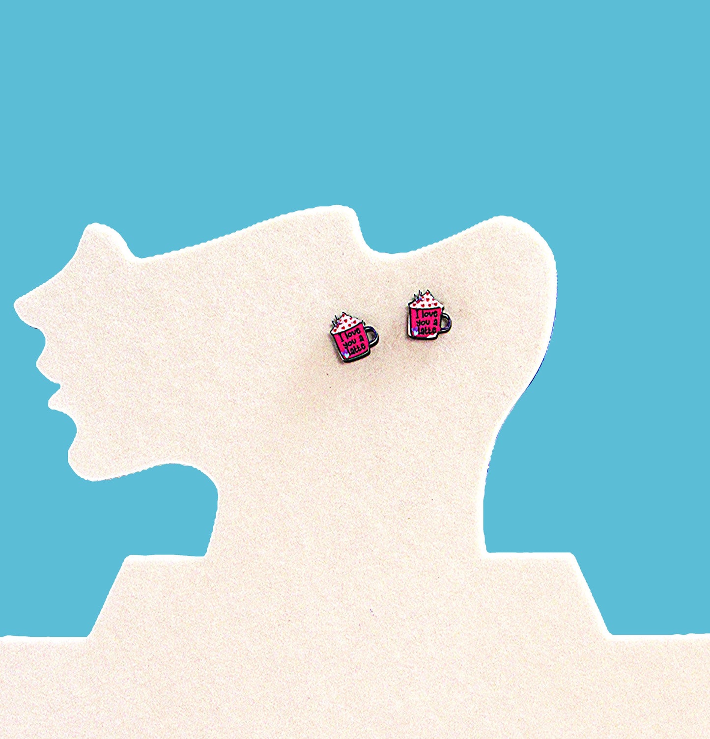 Latte Cup Shaped Sublimated Stud Earrings