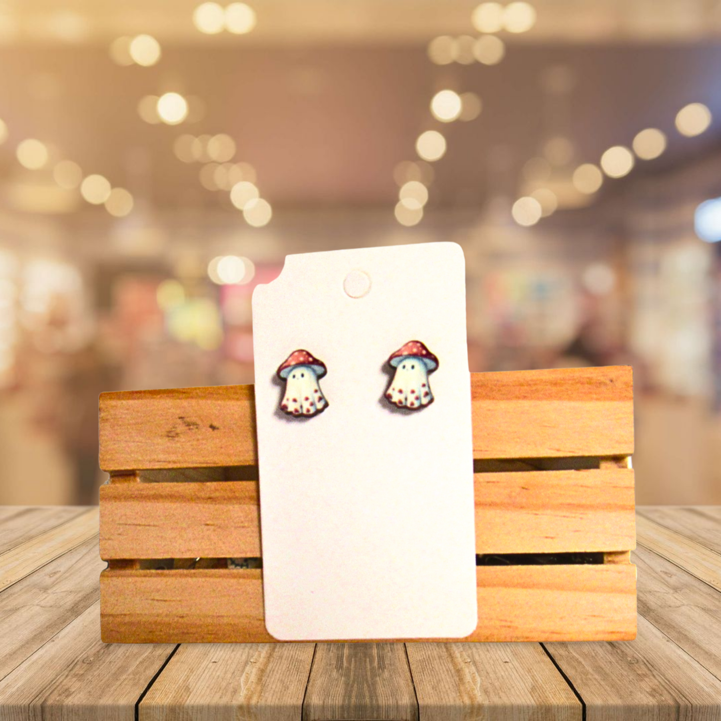 Mushroom Ghost Shaped Sublimated Stud Earrings