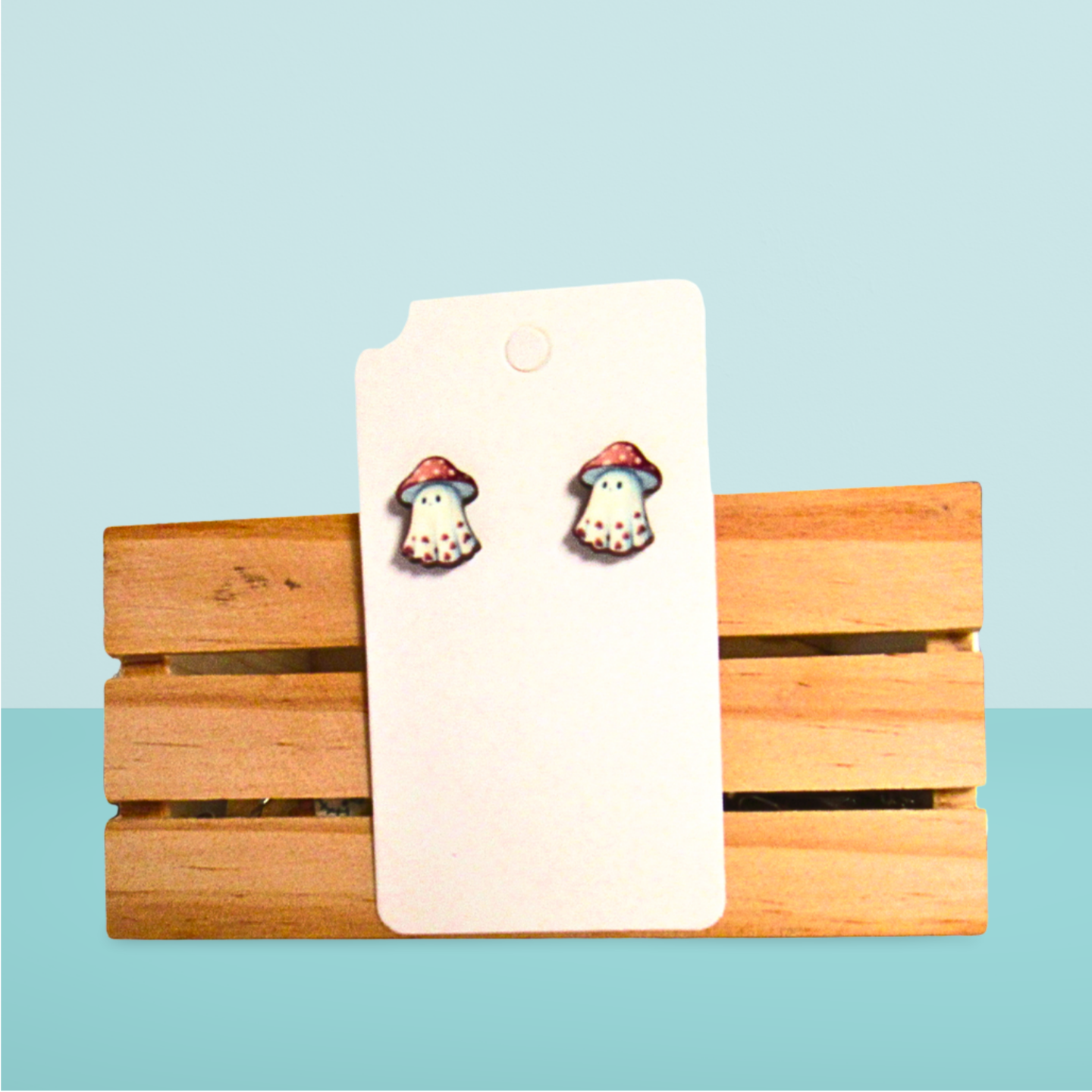 Mushroom Ghost Shaped Sublimated Stud Earrings