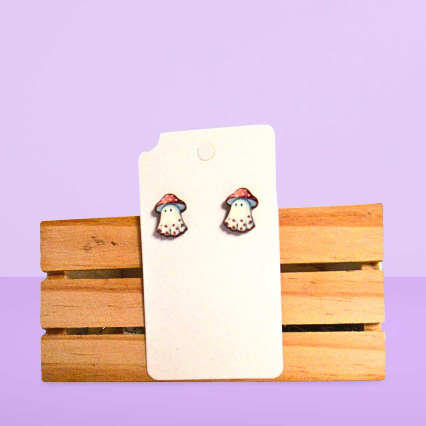 Mushroom Ghost Shaped Sublimated Stud Earrings