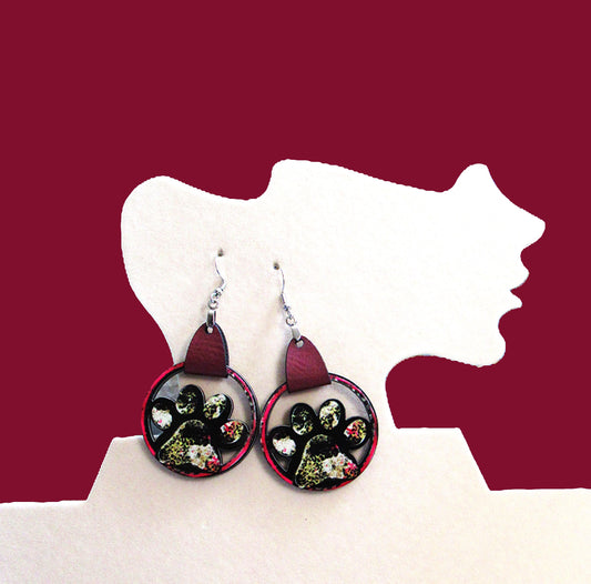 Round MDF Paw Shaped Sublimated Earring