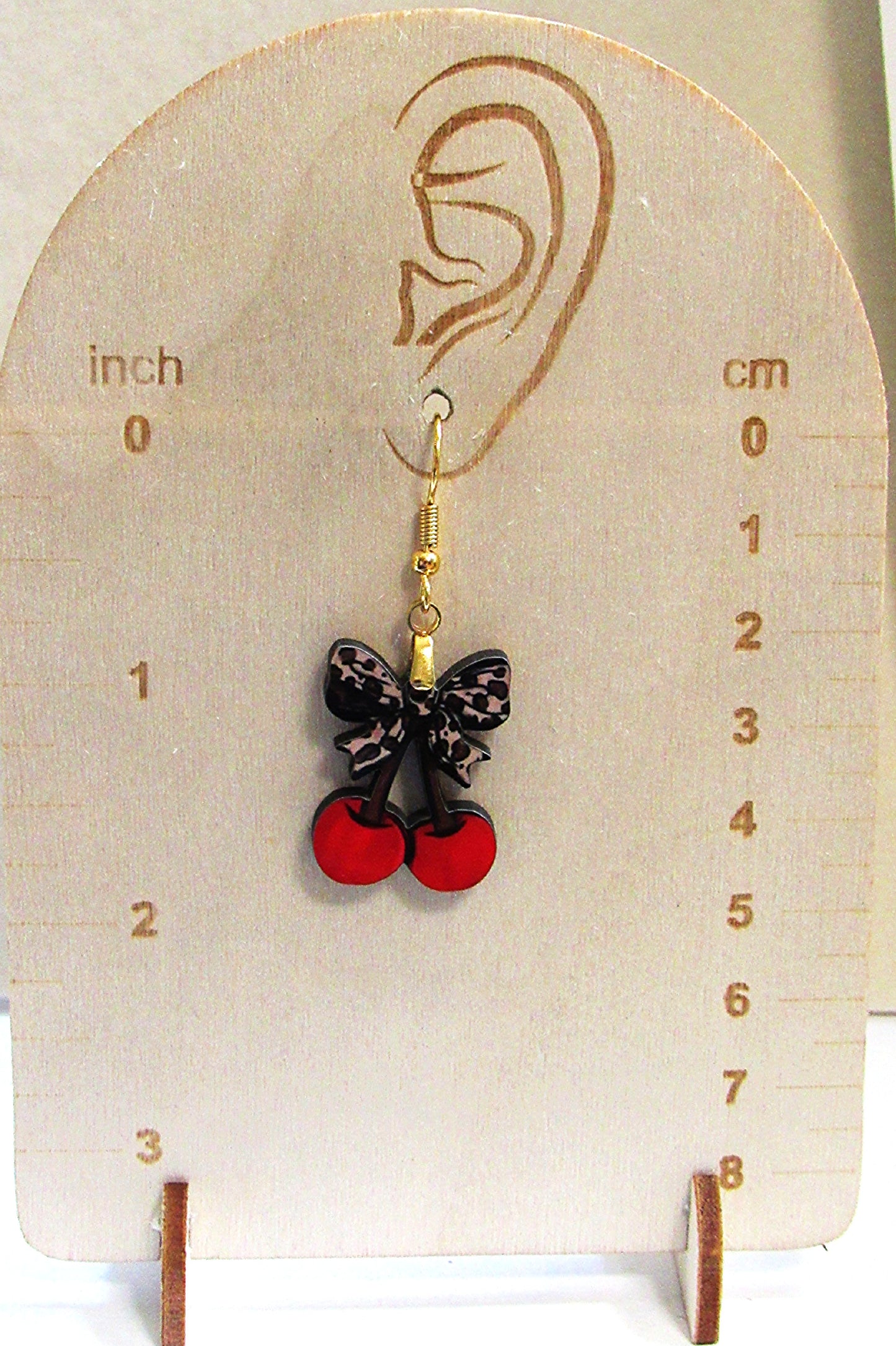 Cherries with Bow Shaped Sublimated Earrings 1 inch