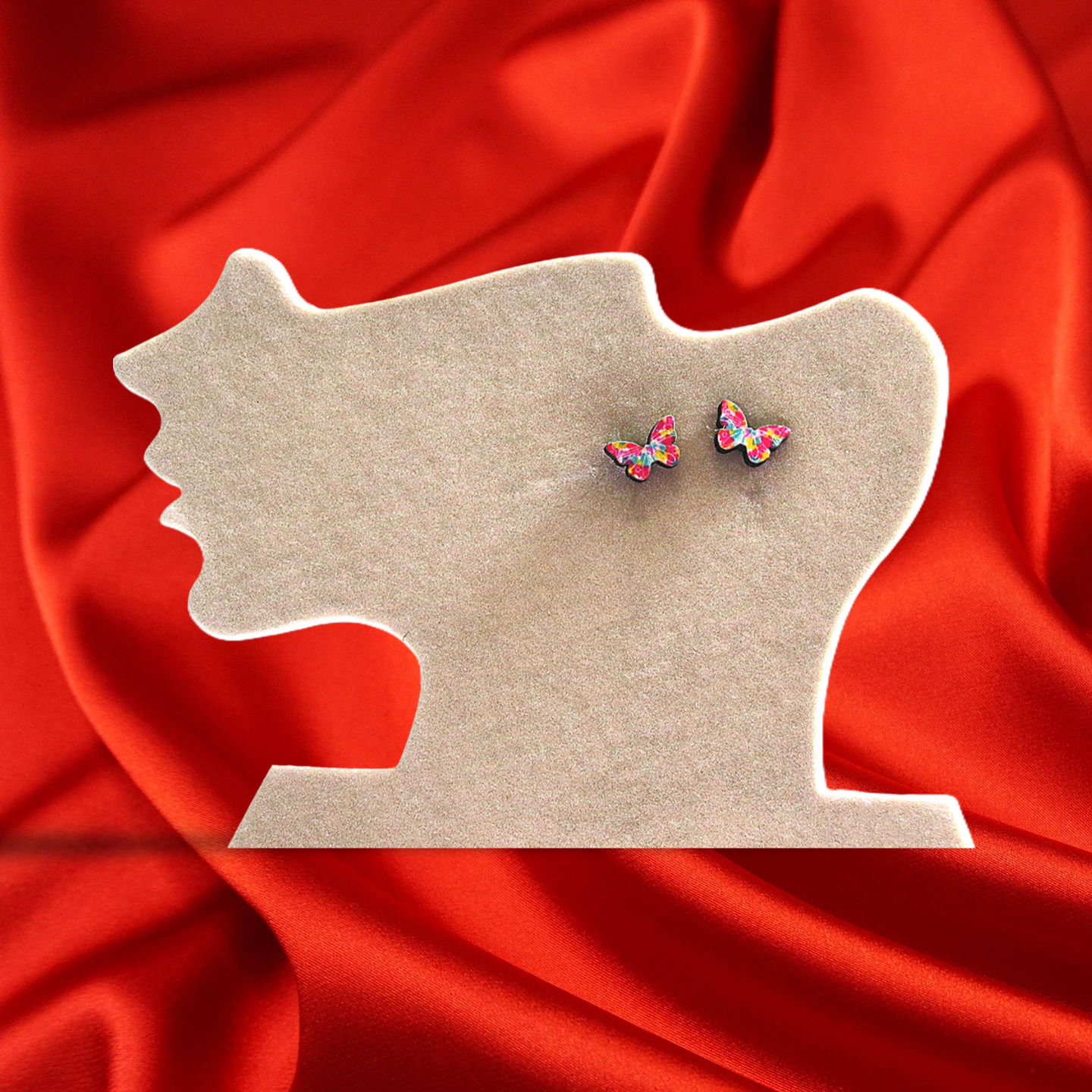 Open Butterfly Shaped Sublimated Stud Earrings