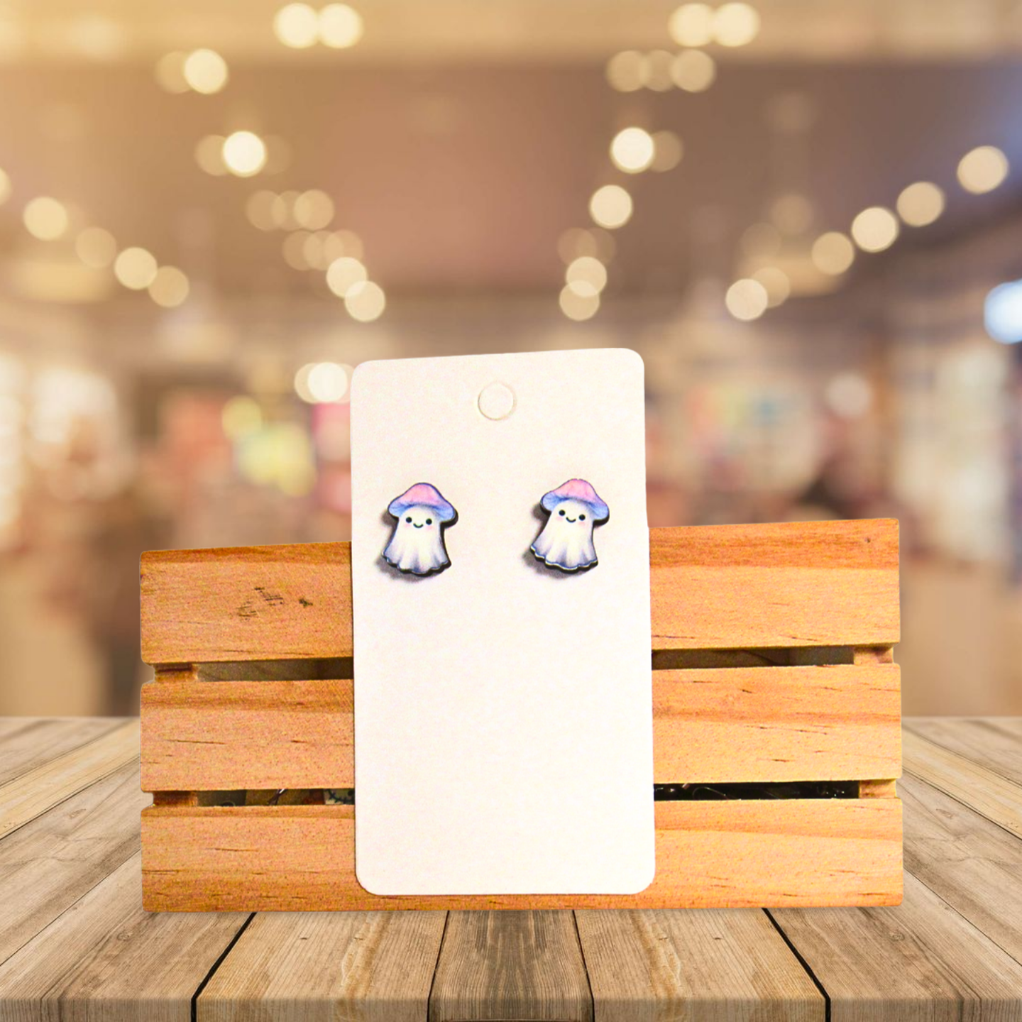 Mushroom Ghost Shaped Sublimated Stud Earrings