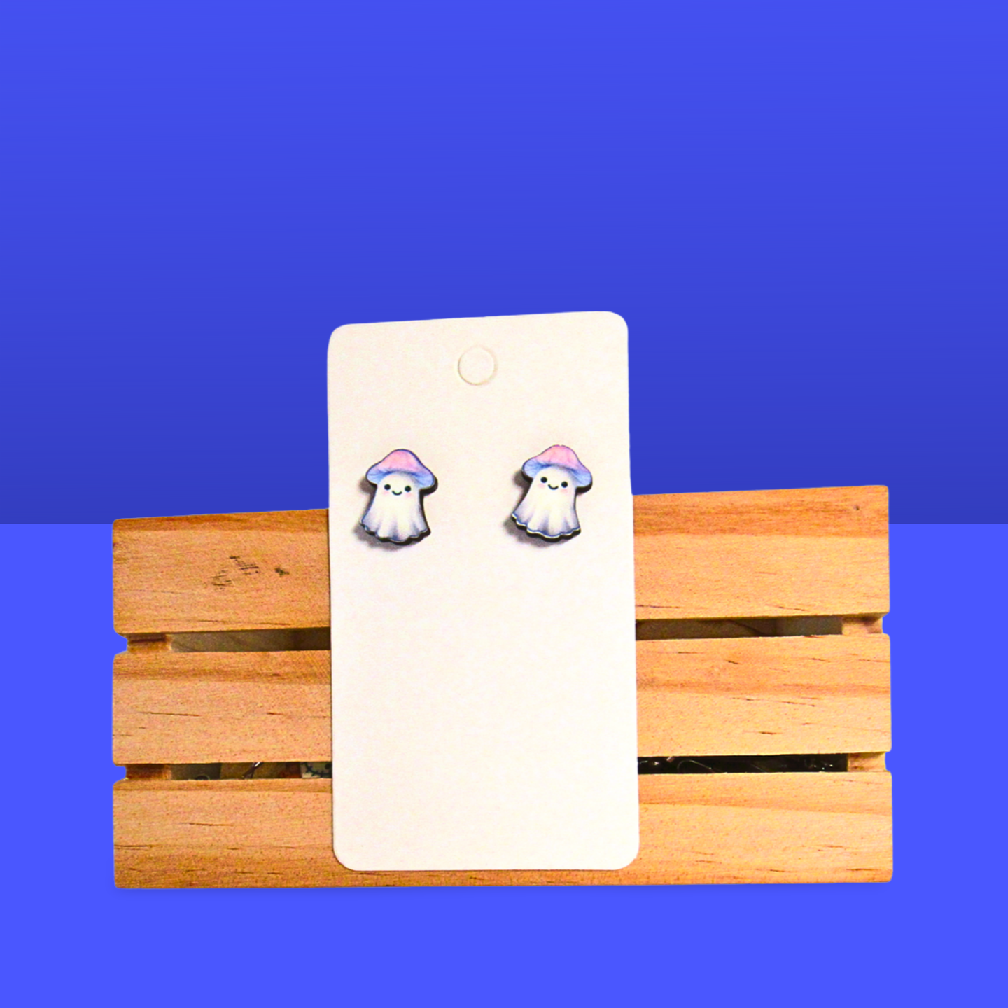 Mushroom Ghost Shaped Sublimated Stud Earrings