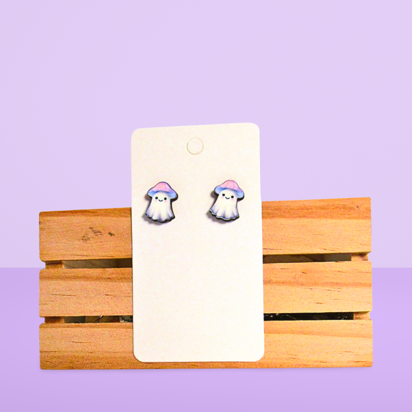 Mushroom Ghost Shaped Sublimated Stud Earrings