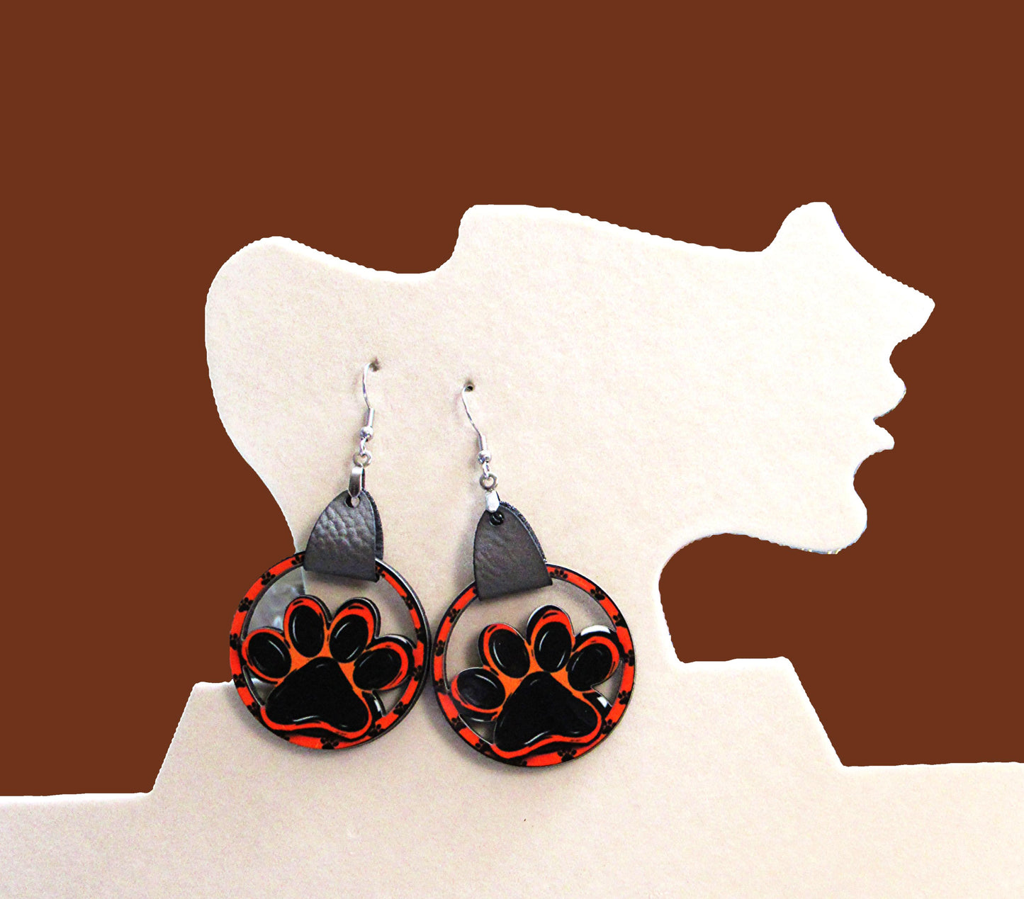 Round MDF Paw Shaped Sublimated Earring