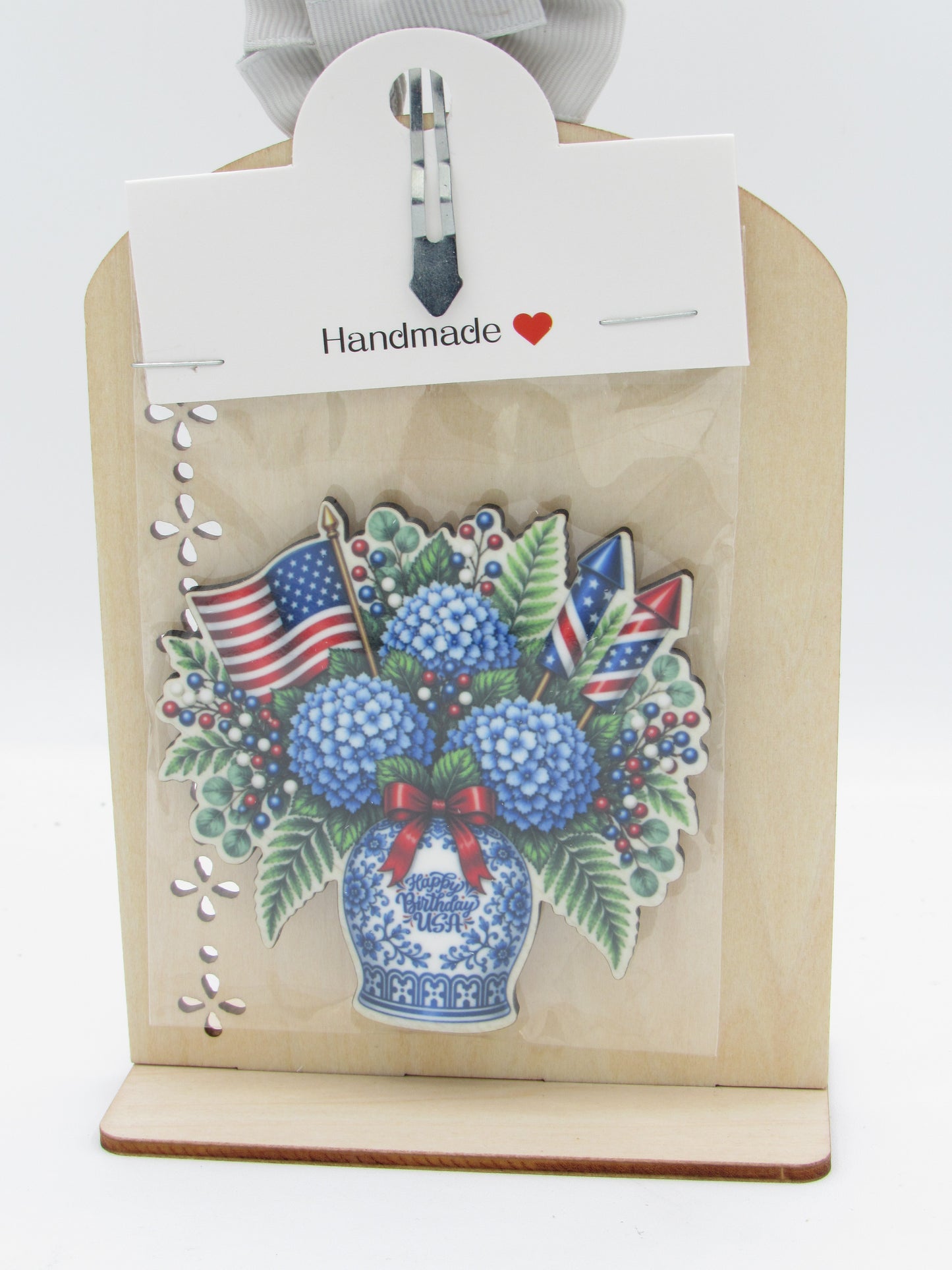 Patriotic Flower Vase 3x3 MDF Sublimation Refrigerator Magnet
